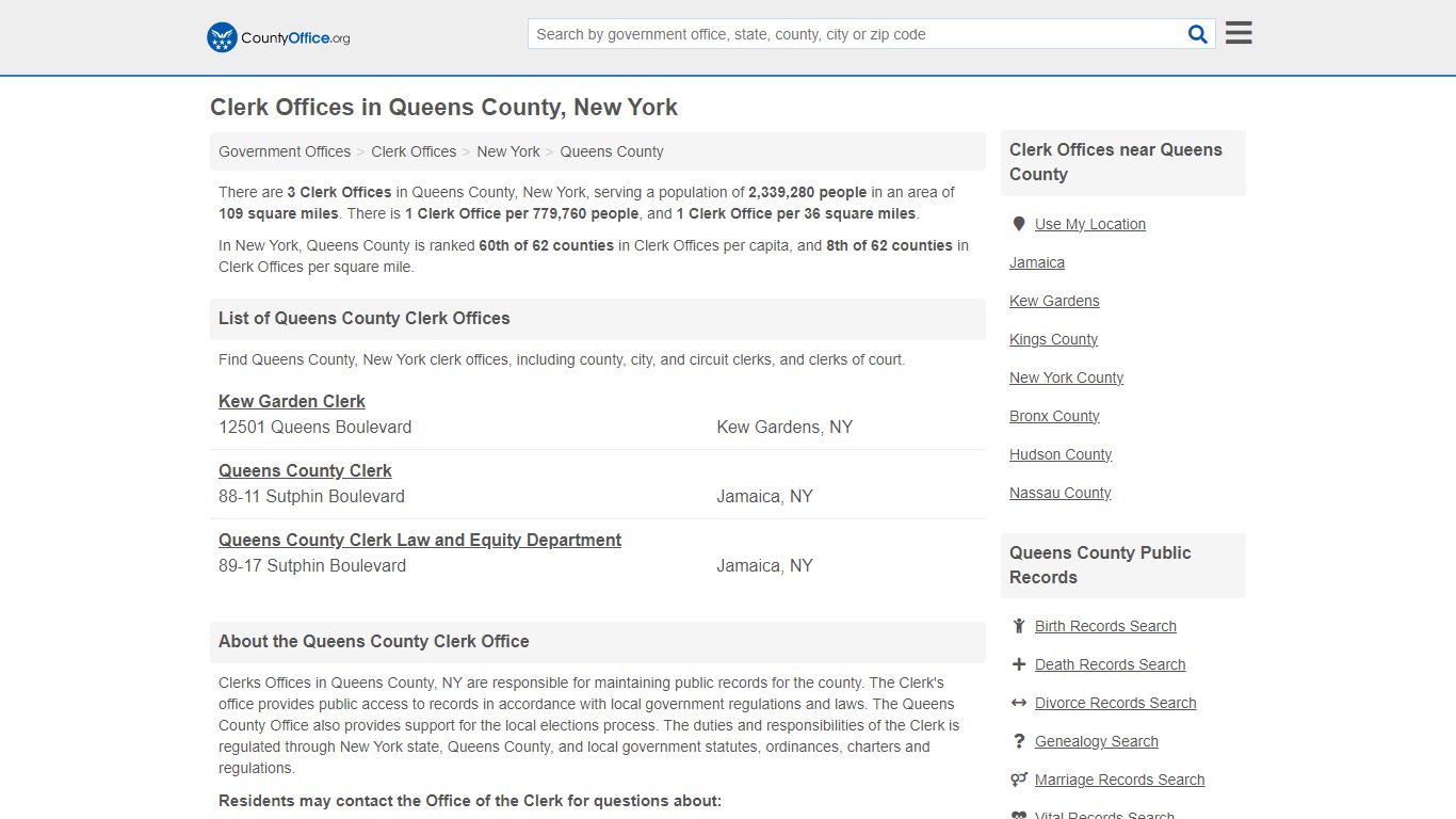 Clerk Offices - Queens County, NY (County & Court Records)